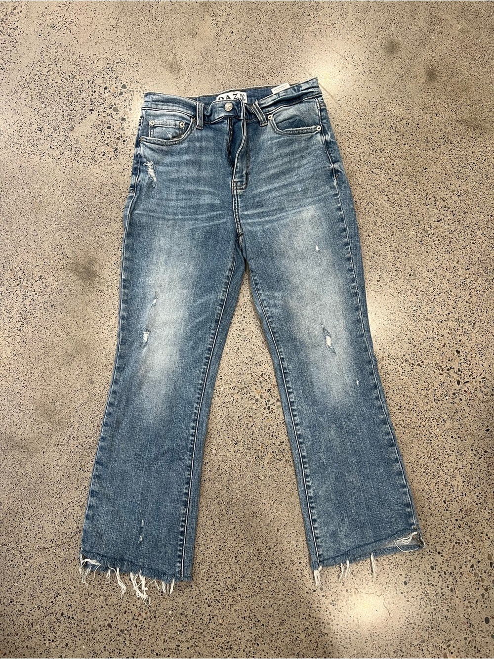 Daze Denim Jeans Women's Size 27 Medium Wash Distressed Raw Hem